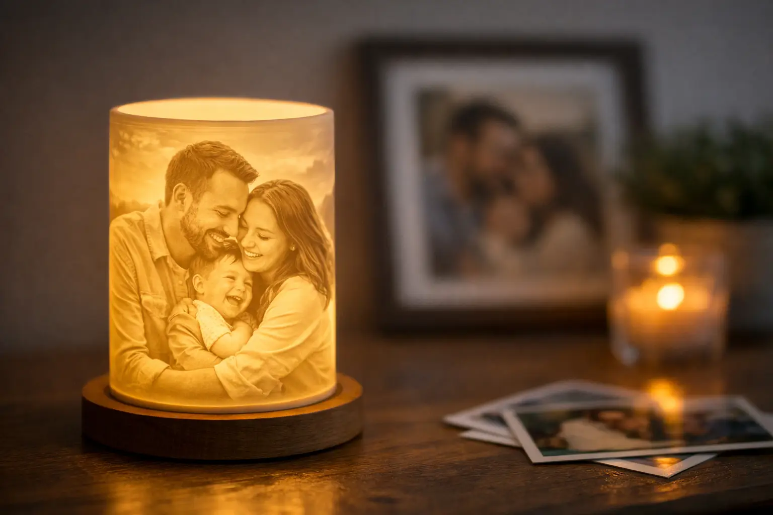 Lithophane-Lampe mit Foto als leuchtende Erinnerung